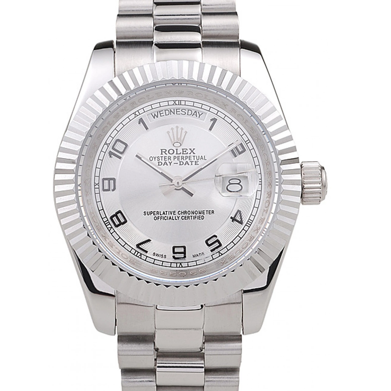 Steel Dial Rolex Day-Date Polished White Stainless 0725